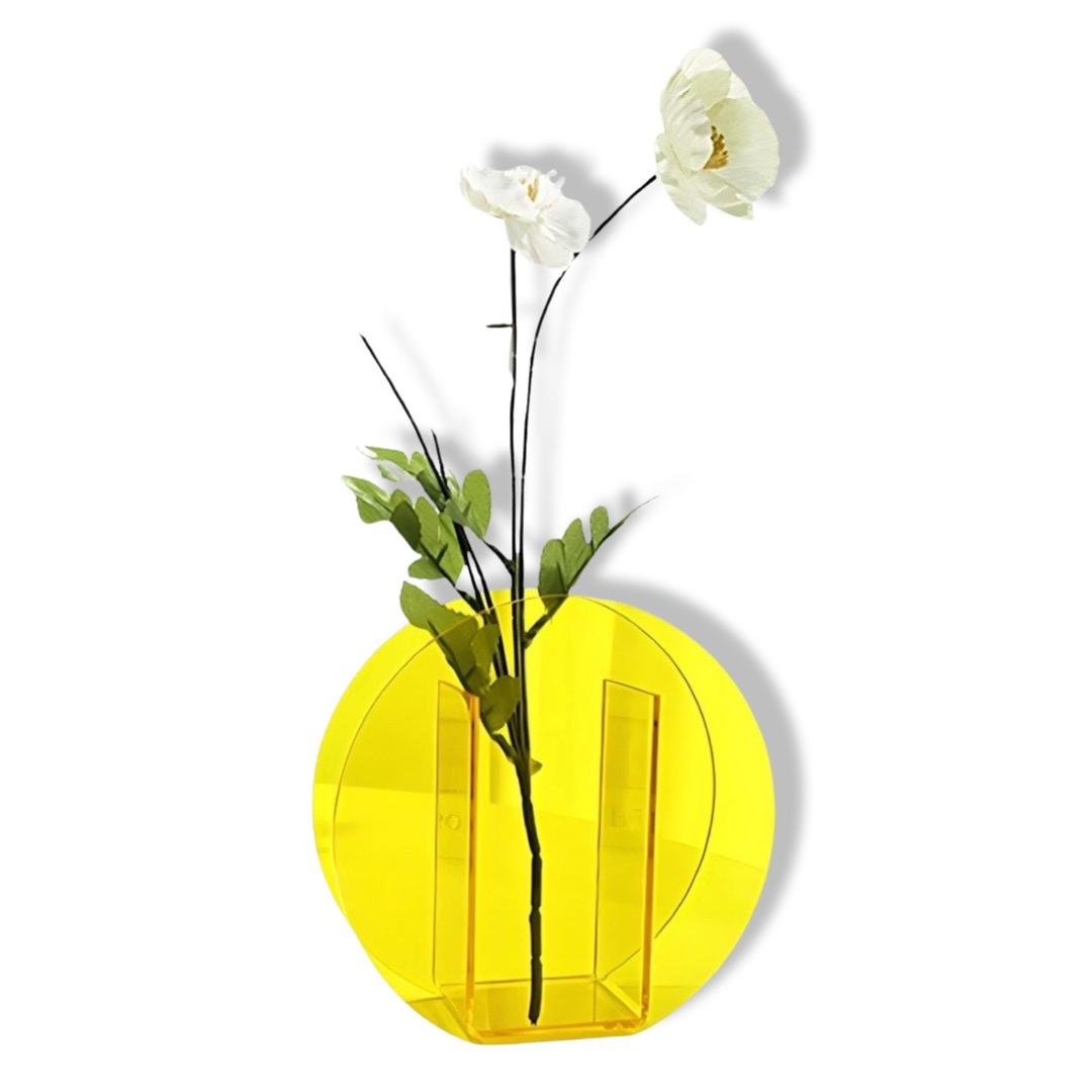 ROUND YELLOW  ACRYLIC VASE 